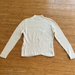 Elegant Cream Ribbed Women's Top